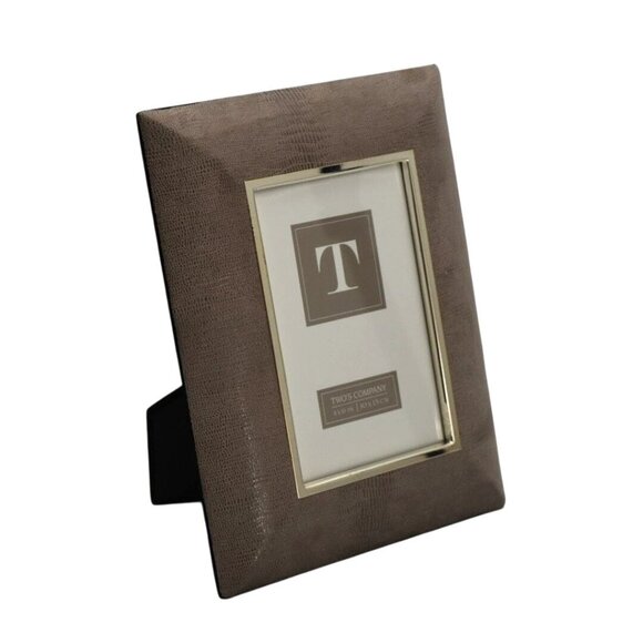Twos Company Amelia Faux Snakeskin Photo Frame 4x6 Taupe - Picture 2 of 5